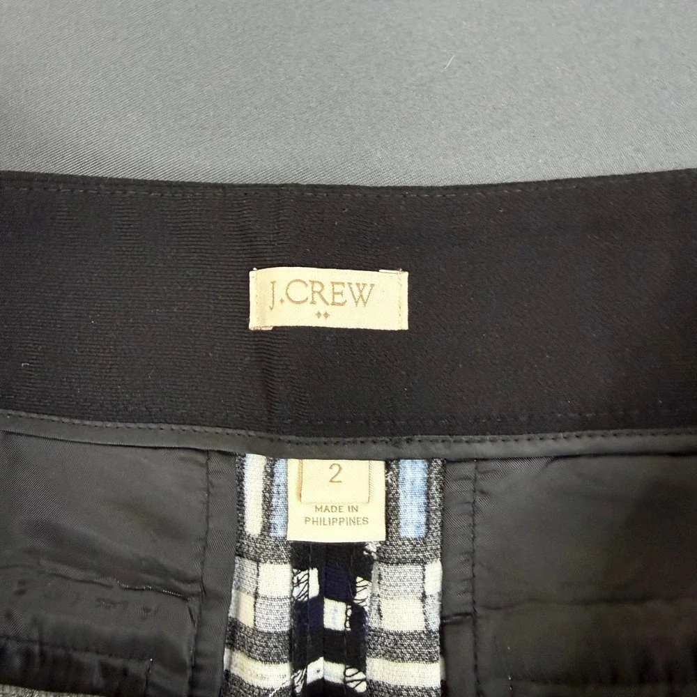 J.Crew Shorts Womens 2 Blue Black White Geometric Tile Print Side Zip Casual